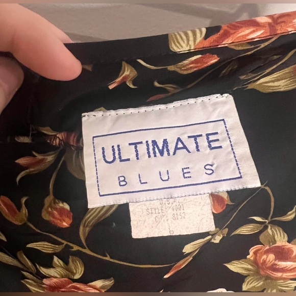 Vintage Ultimate Blues Floral Midi Skirt – Size 6 – Romantic 90s Style - Picture 4 of 4